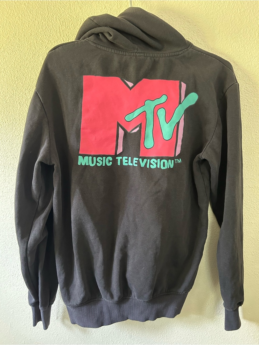 Divided Black Hoodie with Pink and Teal MTV Logo